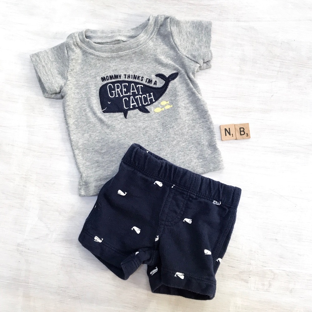 Whale Summer Set | Newborn T-shirt & Shorts
